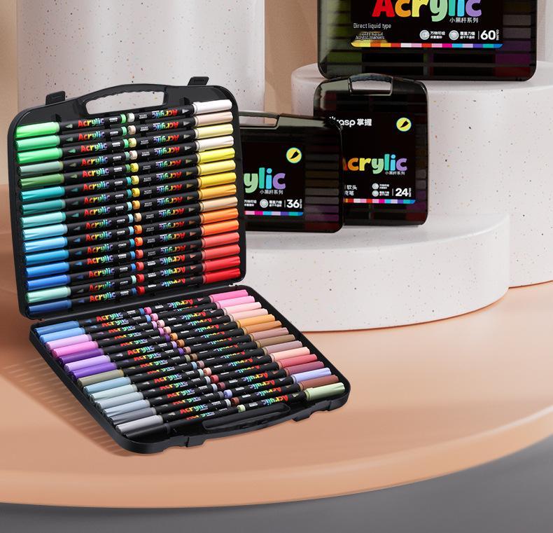 60-Color Soft Tip Liquid Ink Acrylic Marker Set for Primary School Art