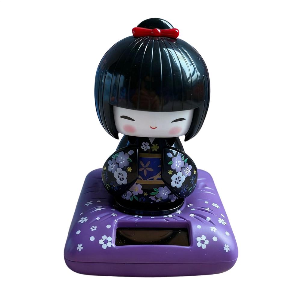 

Солнечные фигурки на приборную панель Кукла в кимоно Украшение для автомобиля Кукла на приборную панель с качающейся головой для водителей Коллекционеров Ежедневные поездки Дорога