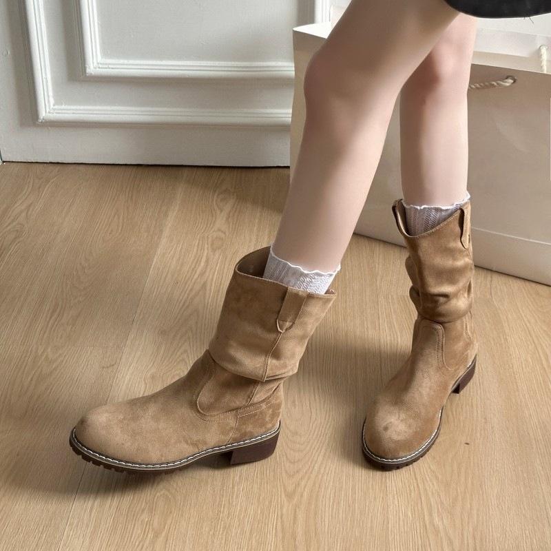 Thick Heel Vintage Wasteland Wind Pile Boots Women s Martin Boots Western Cowboy Short Boots Skinny Boots 35