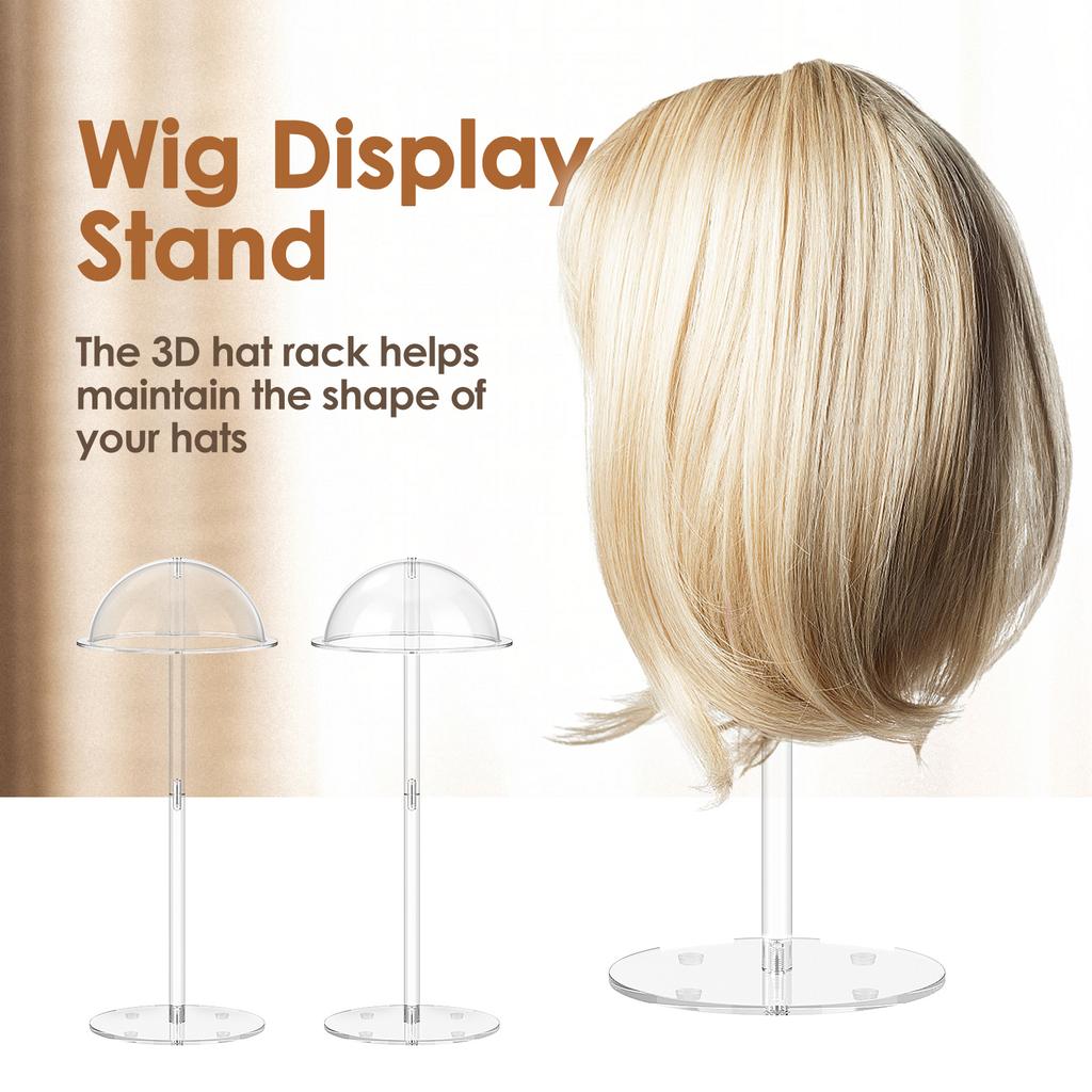 Acrylic Hat Stand Wig Display Holder Clear Domed Baseball Cap Holder with Pedestal Tabletop Organizer Baseball Cap Storage Rack