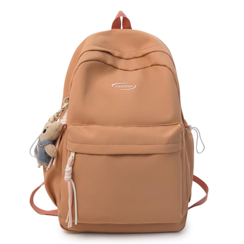 Nylon Solid Color Backpack for Women and Students Fashionable Design Without Pendant розовый 1960₽