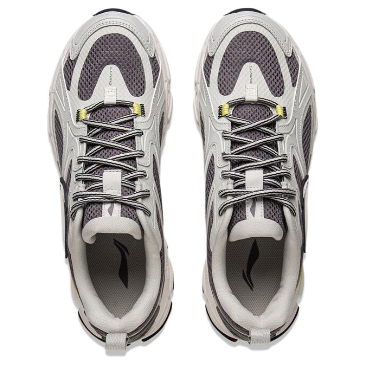 New LiNing Getaway Cushioning Anti-Slip And Wear-Resistant Rebound Low-Top Casual Running Shoes Men's Gray Purple ARXV003-2