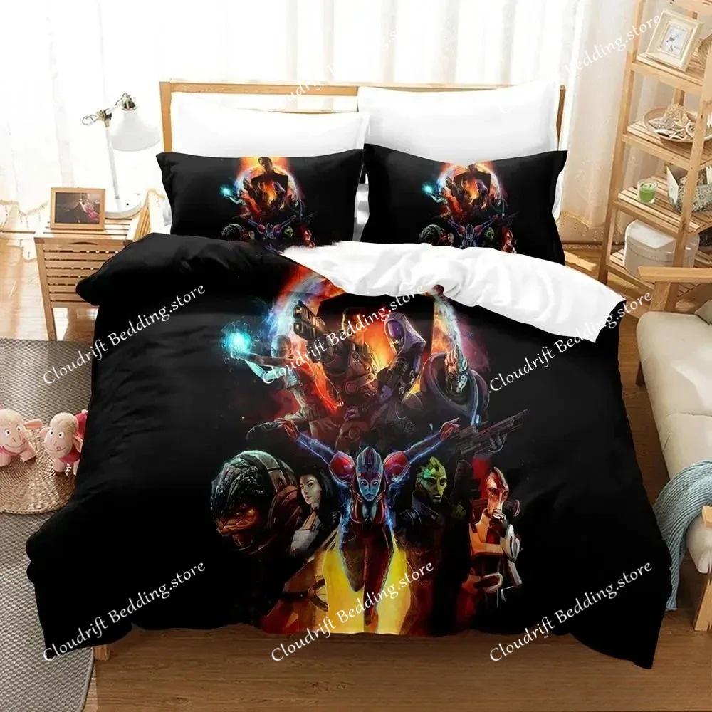 Stampa 3D Gioco Mass Effec Set Letto Ragazzi Ragazze Singolo Matrimoniale King Size Copripiumino Federa Letto ragazzi Adulto Tessile per la casa