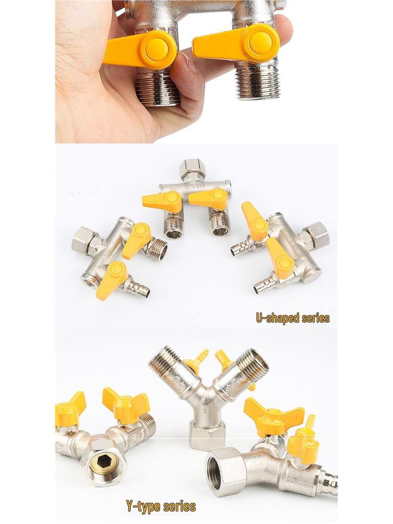 Vollkupfer 4-Punkt Gas- und Wasser-Union T-Kugelventil