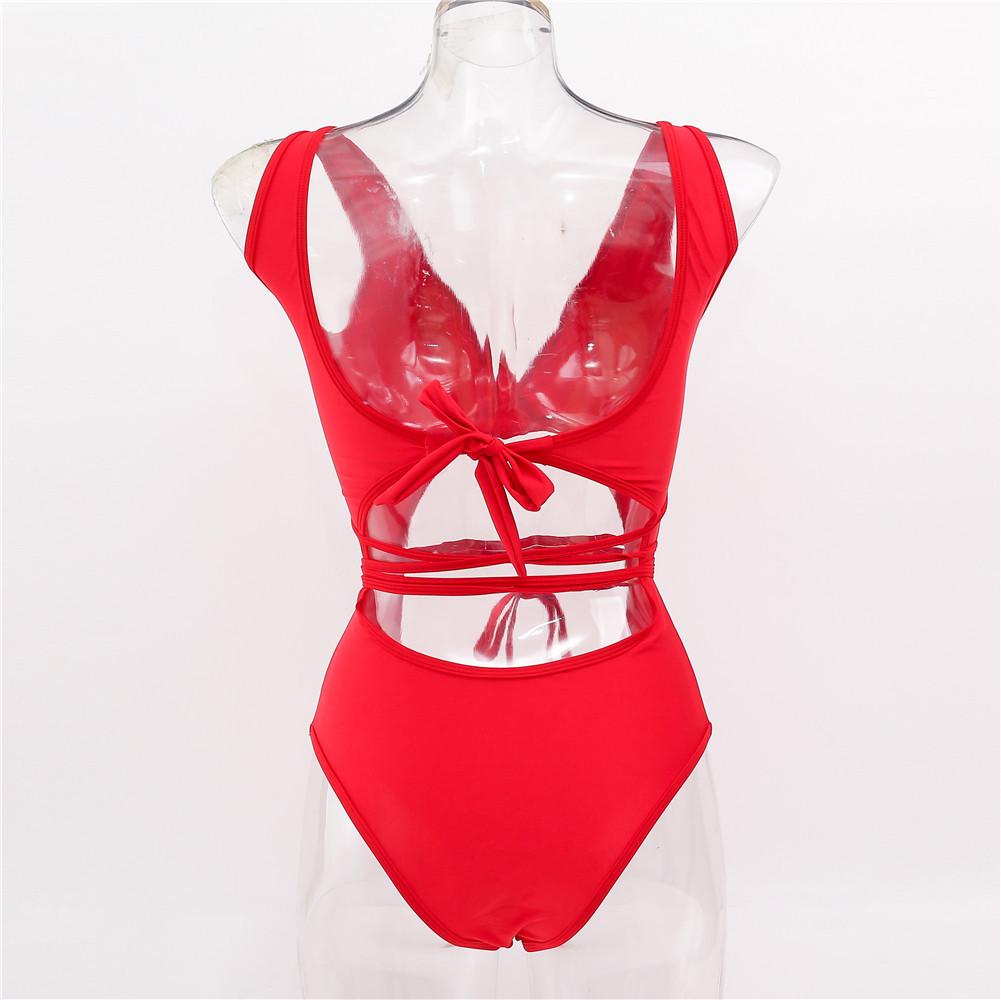 Evropsko-americké sexy bikiny s vysokým pasem s bandáží - Dámské jednodílné plavky ZY051