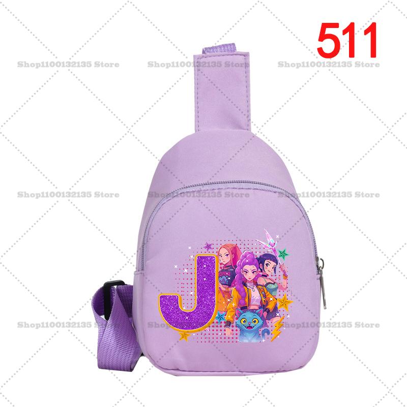 KPop Demon Hunters Chest Pack for Girls Anime Cartoon 26letters Cloth Shoulder Bag Students Mini Portable Crossbody Pouch Durable Gifts