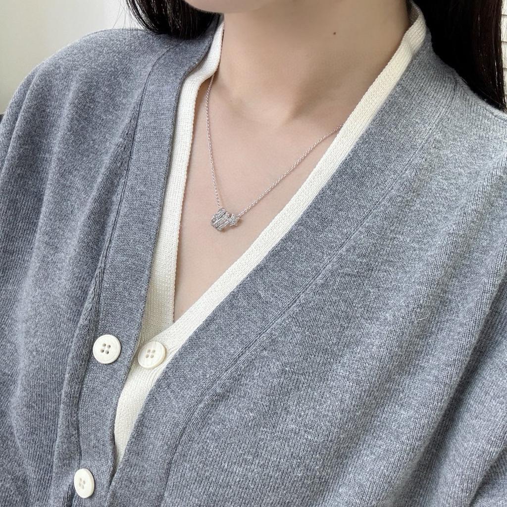 New Hot Brand Vintage Full Diamond Necklace Luxury Jewelry For Women Designer Pendant Pure 925 Sliver Party Long Chain Necklaces