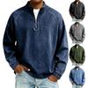 Men Denim Pullover Quarter Zip Stand Collar Vintage Casual Sweatshirt Distressed Loose Mock Neck Golf Shirt for Party Street Vacation