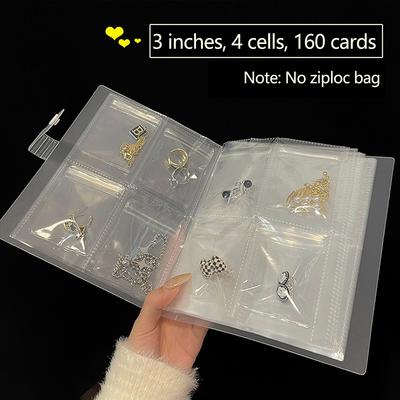 84/160/288 Grid Anti-Oxidation Jewelry Storage Albums Transparent Necklace Bracelet Ring Book Holder Portable Jewelry Bag