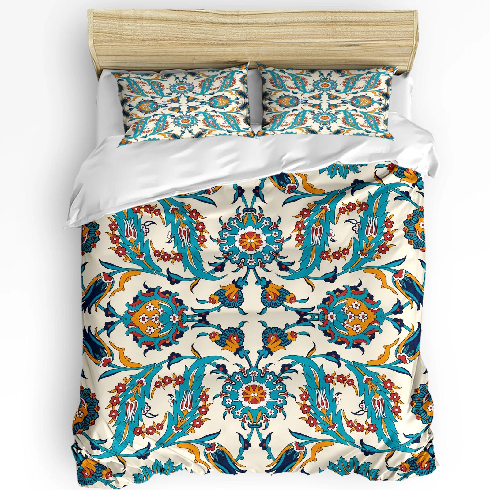 

Коричневые арабские цветы Ретро Пододеяльник Комплект постельного белья Текстиль для дома Пододеяльник Наволочки Спальня Двуспальный комплект постельного белья Без простыни EU single(135x200cm)