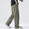 American retro trendy brand pure cotton casual pants men's summer solid color simple loose wide-leg straight trousers