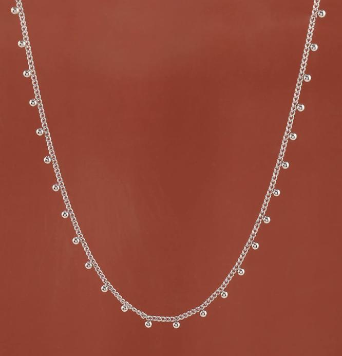LT-B3833 French Lace Feel Tassel Small Gold Bead Necklace for Women Layered Stainless Steel Round Bead Rice Grain Choker