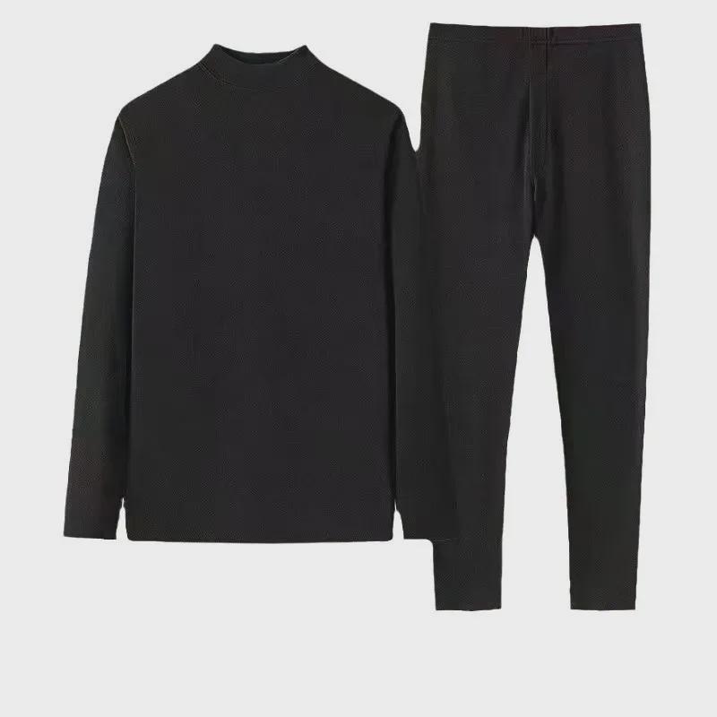 Thermounterwäsche-Set für Herren: Doppelseitiger Deutscher Samt, Selbstwärmend, Stehkragen, für Herbst und Winter