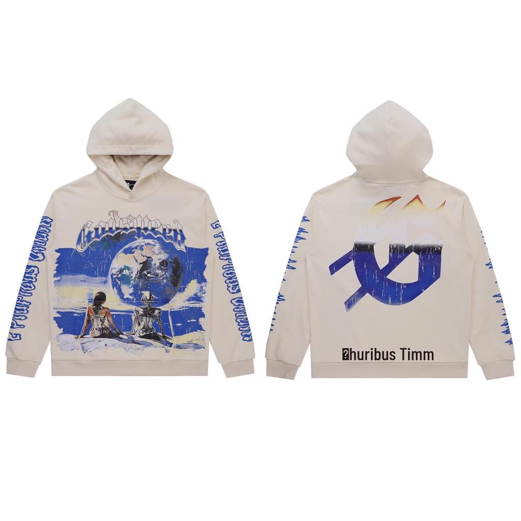American Trendy GD Rock Retro Distressed Hoodie - Autumn/Winter Fashion