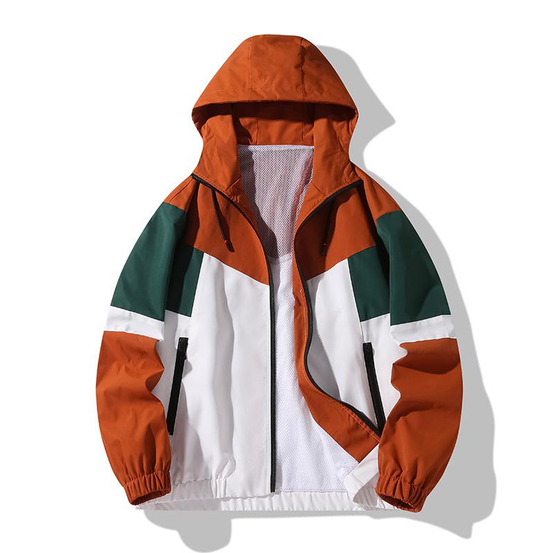 Men's Spring and Autumn Jacket, Casual Sports Hooded Thin Windbreaker, Korean Version Baseball Jacket