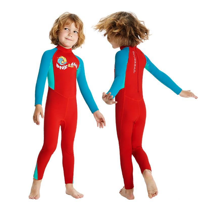 Boys UV Protection Swimwear Long Sleeve Rash Guard One-Piece Swimsuit UPF 50 Quick Dry Nylon Spandex