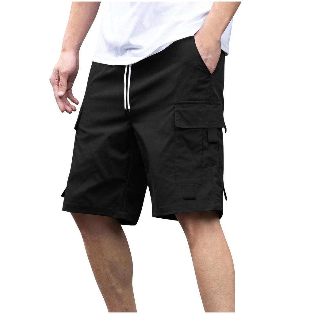 Men's Summer Solid Color Casual Zippered Multi-Pocket Sports Quick-Drying Breathable Shorts
