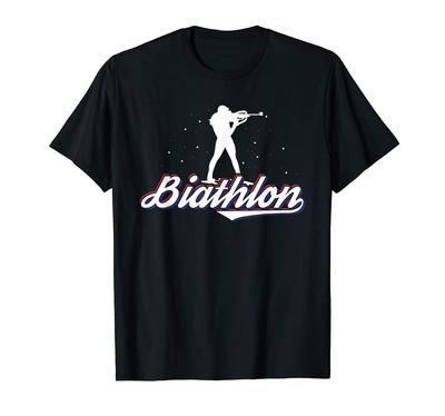 Camiseta Biastlet com motivo de rifle e esqui cross-country
