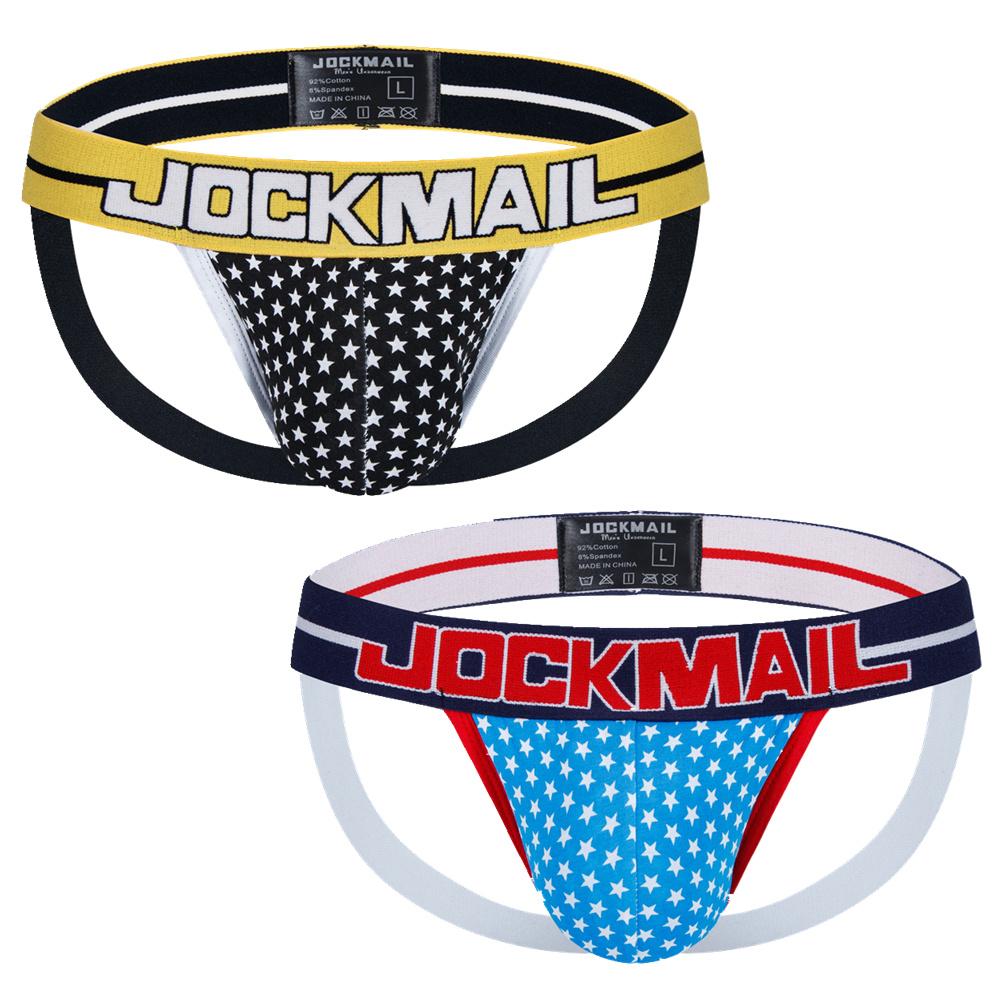 Jockstraps JOCKMAIL Small Star Printed Pure Cotton Fashionable Low Waist Sexy Men's Thong Underwear
