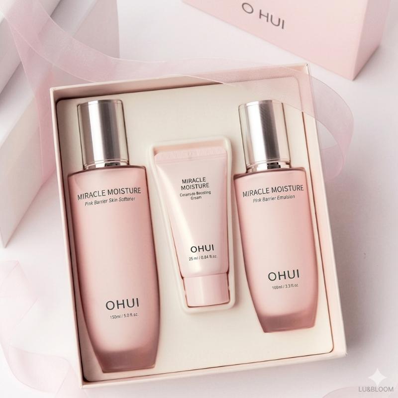 O HUI Set da 3 pezzi Miracle Moisture Pink Barrier (Tonico 150ml + Emulsione 100ml + Crema 25ml)