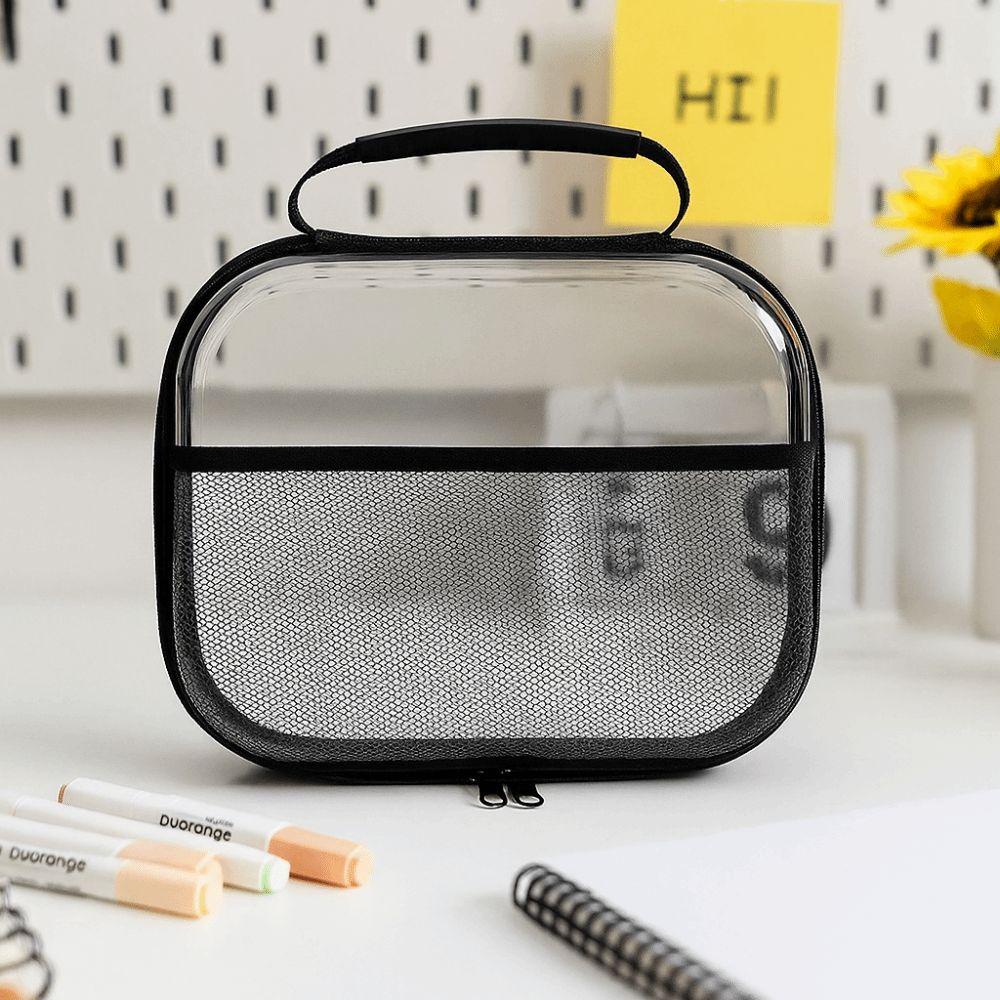 Large Capacity PVC Transparent Mesh Storage Bag Zipper Bag Toiletries Organizer Pouch  Sports