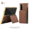 Case for Samsung Z FOLD 7 6 Electroplated Frame Imitation Leather Folding Card Holder Stand Light and Thin Protective Case Plain