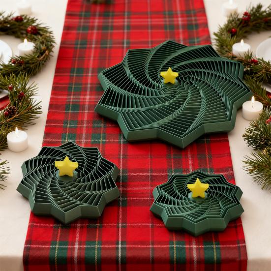 3D Printed Christmas Star Toy Stress Relief Retractable Tower Fidget Star with Handle Kids Teens Adults Travel Telescopic Xmas Tree Sensory Toy