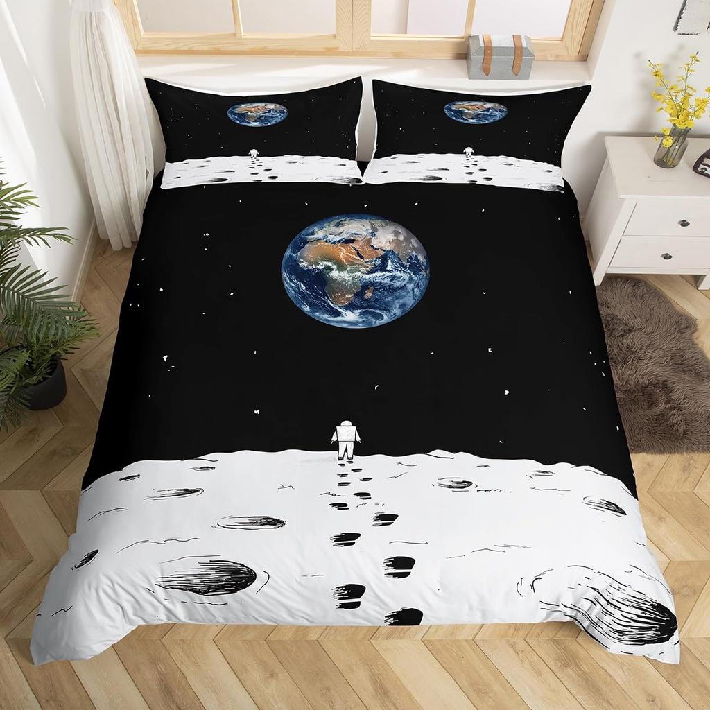 Astronaut Duvet Cover Sets Queen Twin Size Astronaut Bedding Sets For Kids Boys Girls 3 Pieces 1 Comforter Cover 2 Pillowcases