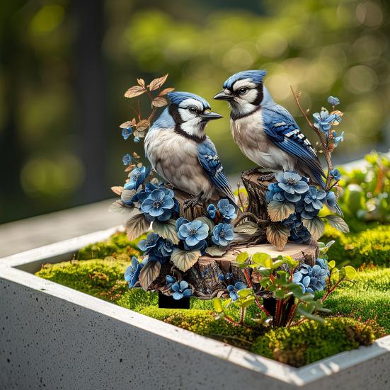 Garden Stake Blue Bird with High-Definition Printing Weather-Resistant Acrylic Garden