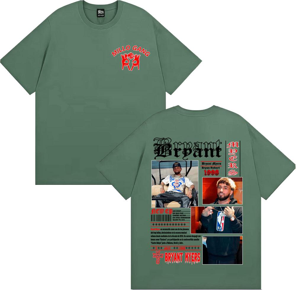 Rapper Bryant Myers Album 2025 Tour Cover T-shirts for Men Harajuku Gothic Streetwear T Shirt Male 100% Cotton Oversized T-shirt