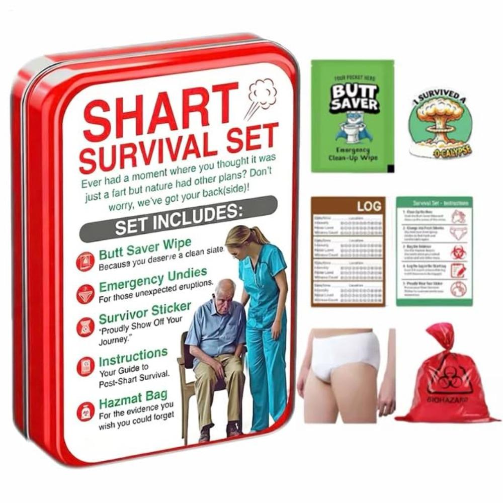 

Aluminum Alloy Funny Shart Survival Kit Include Butt Wipes Novelty Emergencys Gag Survival Kit Hilarious Pooping