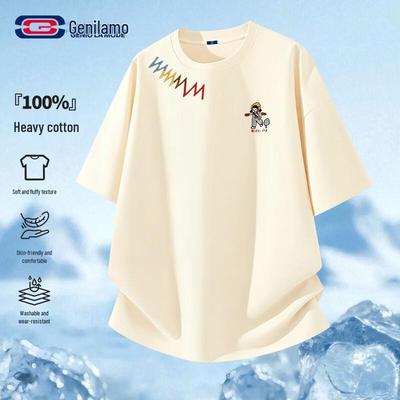 GENIOLAMODE Unisex Short Sleeve Cotton T-Shirt with Happy Girl Print