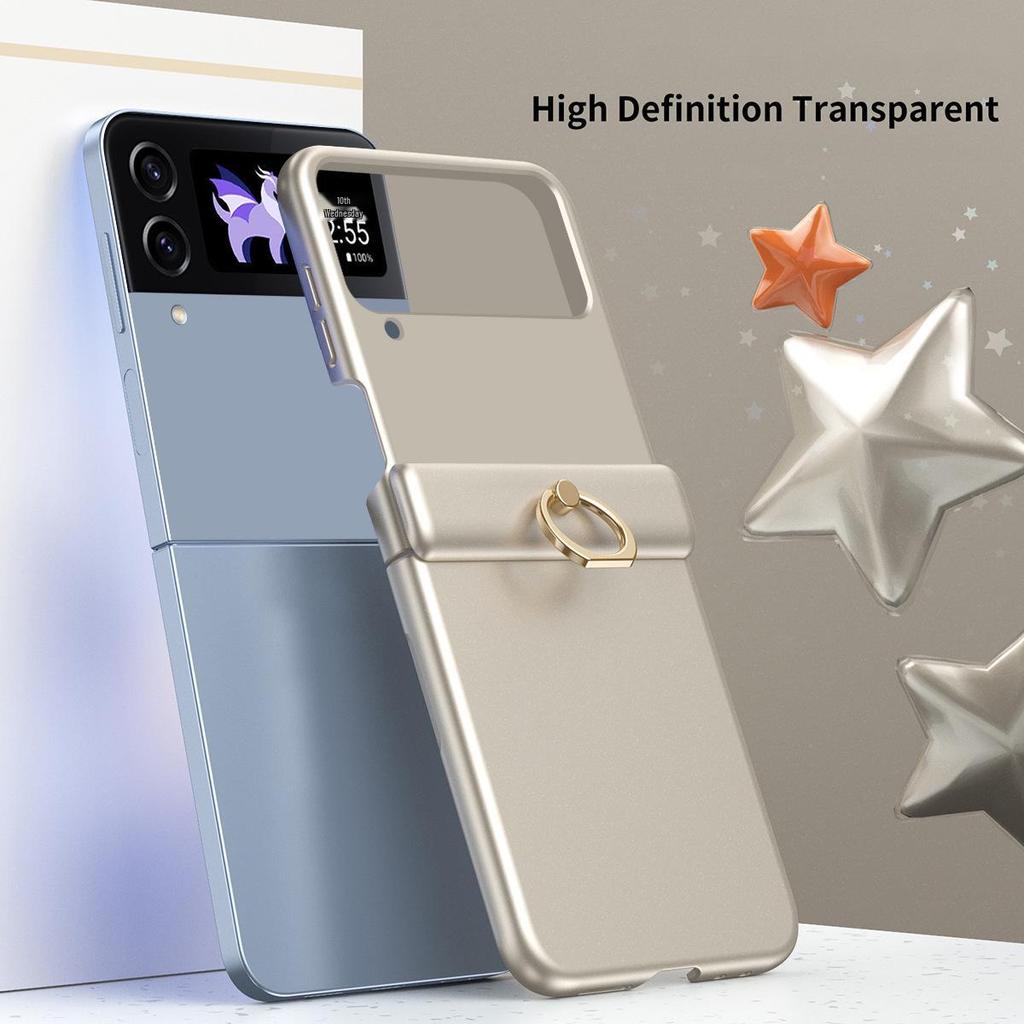 Samsung ZFlip3/4 Electroplated Full-Coverage Drop-Proof Case with Hinge Ring Holder