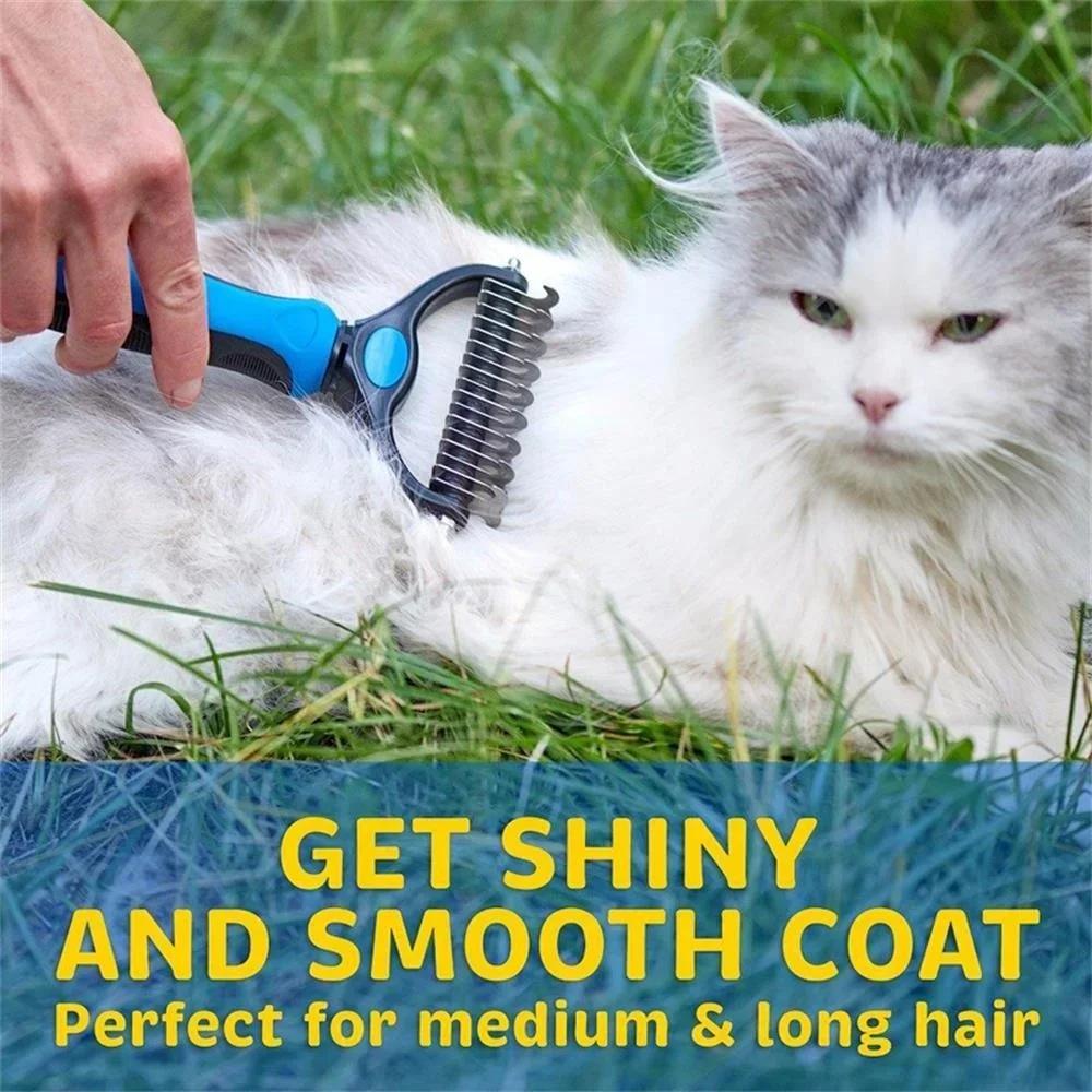 Double-sided Dog Grooming Brush Pet Hair Removal Comb for Cats and Dogs Efficient Shedding Tool 1PC S L