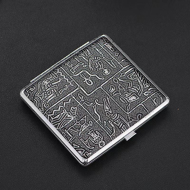 20-Piece Metal Iron Clip Cigarette Case - Creative, Personalized, Moisture-Proof, Pressure-Resistant Leather Holder in New Chinese Style