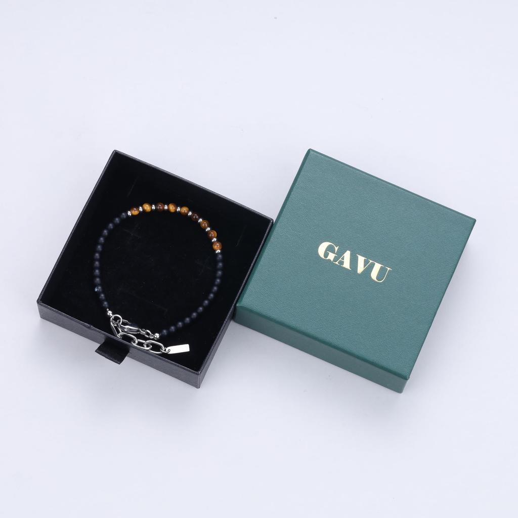 GAVU Matte Onyx Tiger Eye Power Stone Bracelet for Men