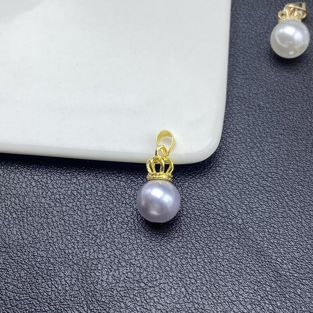 Zircon Crown Freshwater Pearl Pendant Necklace with Color-Preserving Earrings and Ear Cuffs - Fashion DIY Handmade Jewelry Accessories