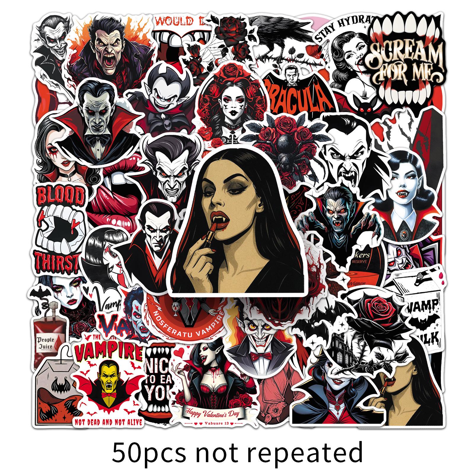 50 Vampire-Themed Trendy Graffiti Stickers for Notebooks, Refrigerators, and Desktops - Waterproof Decorative Fun