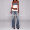 Jeans a zampa retrò Y2K Donna Vita Bassa Vestibilità Slim Denim Strappato Streetwear Stile Vintage