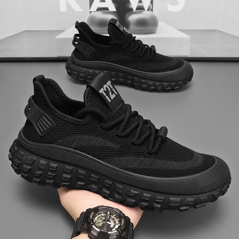 

2025 Summer Men trendy running shoes Light casual sports shoes Comfortable fashion breathable shoes 39 чёрный