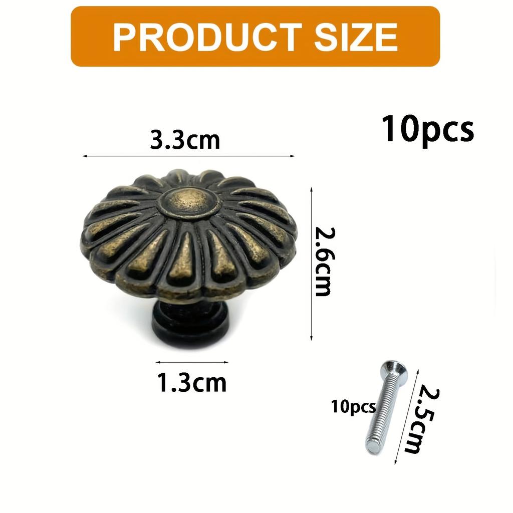 10 Pcs Antique Bronze Drawer Knobs Vintage Chic Drawer Pull Knobs Wardrobe Furniture Drawer Pulls  Deluxe Hardware Kitchen Cabinet Pulls with Screws