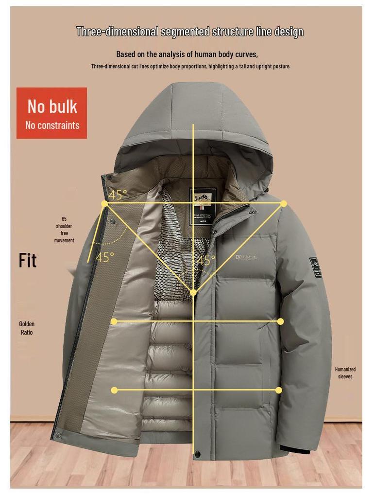 Men's Mid-Age Hooded Plus Size Winter Puffer Jacket - Casual Thick Warm Cotton Coat