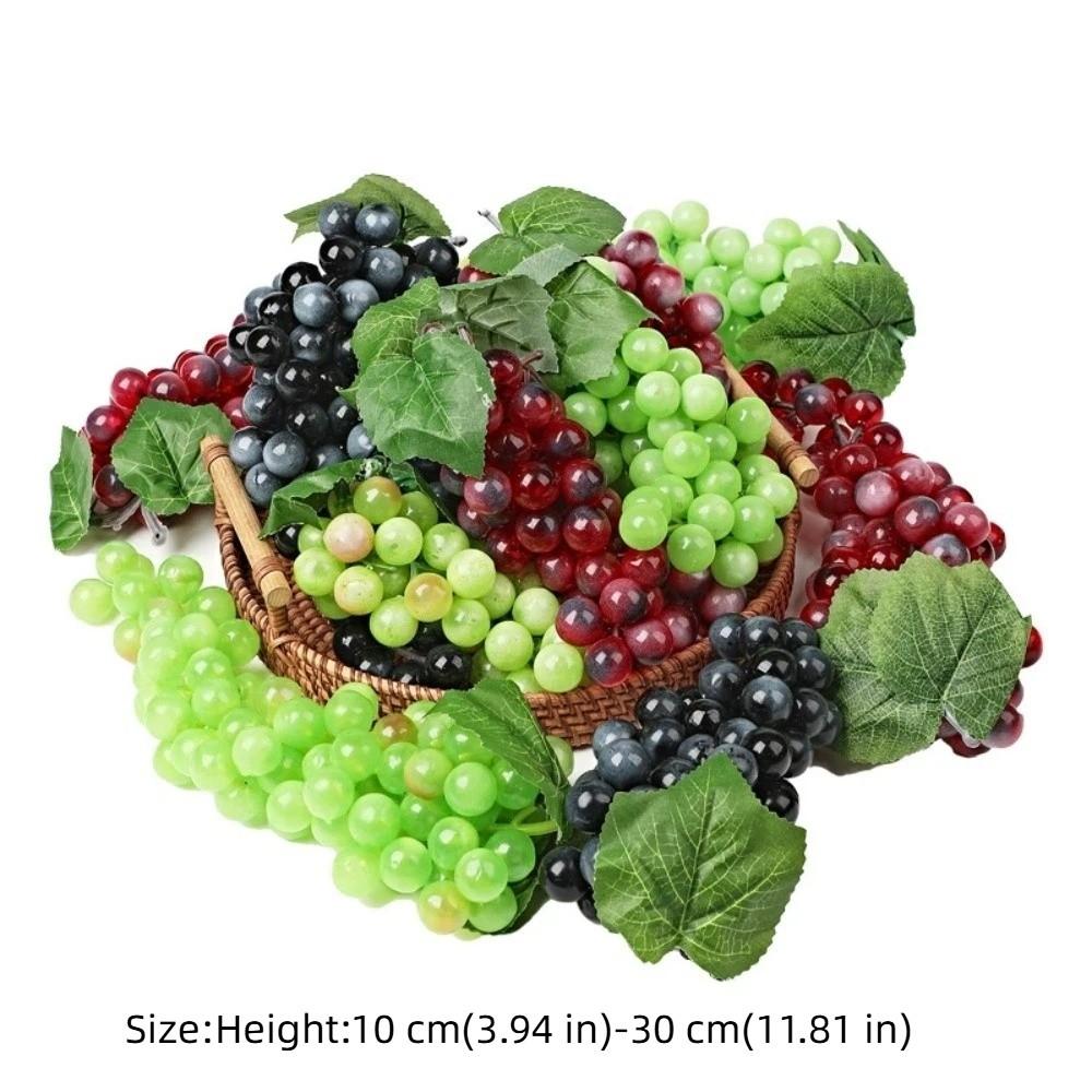 Realistic Artificial Grapes Bunches Decorative Simulation Artificial Faux Fruits Green Grass Fake Grape Bundles