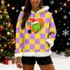 Women's Christmas  print contrasting loose casual hoodie