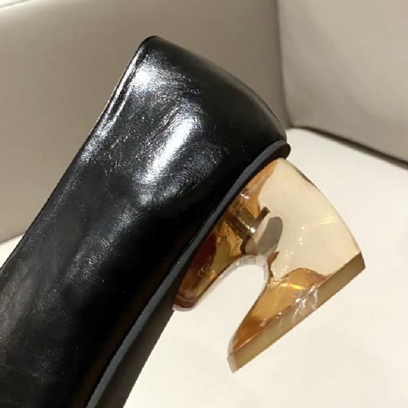 Comfortable Transparent Thick Heel Heels Women Summer Sexy Square Toe Designer Brand Pumps Elegant Party Shallow Shoe for Ladies