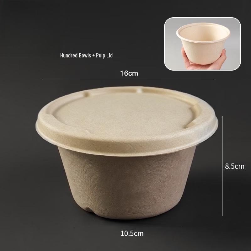 

Compostable 1000ml Disposable Paper Bowls with Lids - 100 Sets