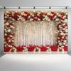 Bannière de fond de mariage sur le thème des fleurs de roses rouges et blanches, décoration de mariée sans électricité, pour l'intérieur et l'extérieur