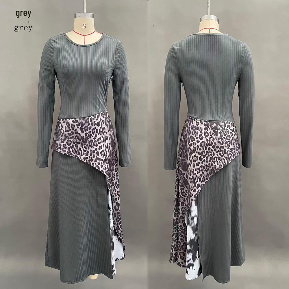 2026 European & American Leopard Print Slim Fit Casual Dress for Women S
