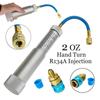 Air Condition Coolant Filling Tube 1/4 Inch Sae R134A 2Oz Manual Oiler Automotive Oil & Dye Syringe Injection Tool for Vehicle