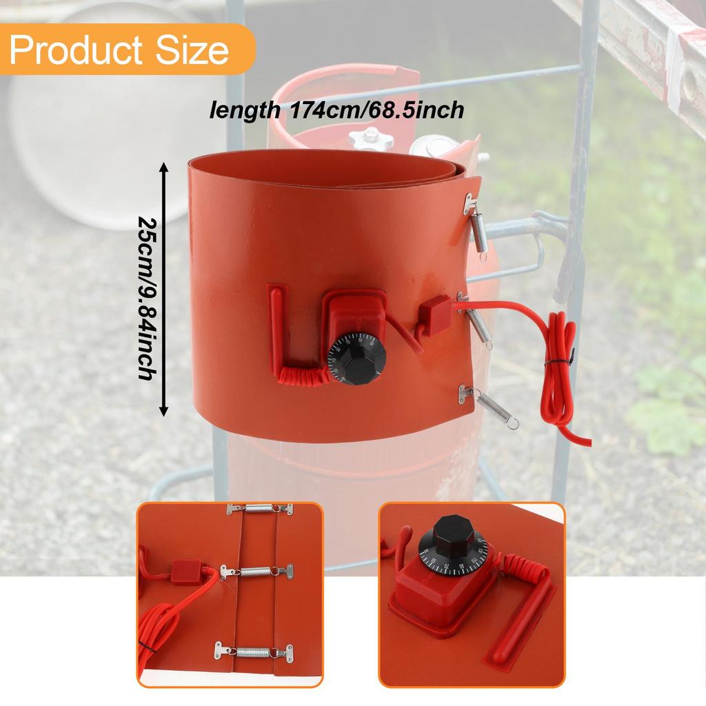 Drum Pail Heater Rubber Adjustable Temperature for Wax Honey Paint